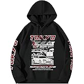 GORGLITTER Men's Vintage Car Graphic Hoodies Long Sleeve Drawstring Oversized Pullover Tops