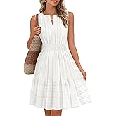 MEROKEETY Women's 2026 Summer Casual Mini Sundress Beach Vacation Sleeveless V Neck Flowy A Line Dress with Pockets