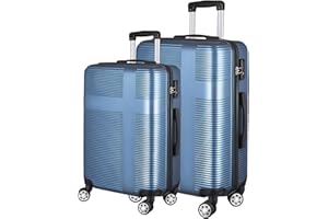 HOUAGI Luggage Sets 2 Piece,24 inch 28 inch Checked Luggage,Hardshell Lightweight Suitcase with 4 Spinner Wheels,2-Piece Set(24/28),Dark Blue