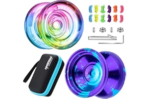 SHUNGRU Yoyo 2 Pack Responsive Yoyo for Kids, Professional YoYo Crystal K2 + Metal V8，Dual Purpose Yo-Yo Replacement Unresponsive Yo Yo Bearing for Beginners and Advanced with 12 Strings + Case Bag