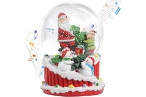 KELIVOL Christmas Snow Globe, with 8 Music and Color Lights, Music Water Snowball, Santa Claus, Snowman, Reindeer, Music Box, Christmas Decoration, Xmas Gift for Kids (Santa Claus & Child)