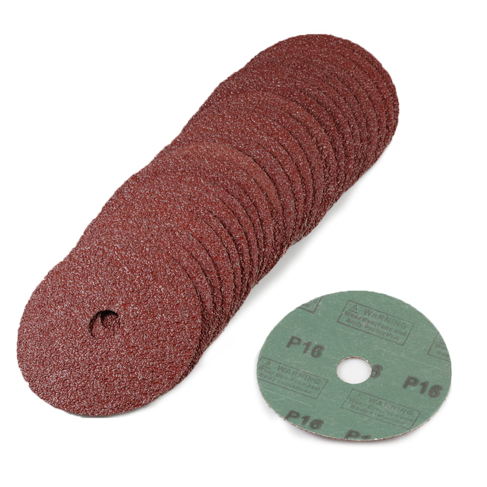 SPEEDWOX 25pcs 16 Grit Aluminum Oxide Resin Fiber Sanding and Grinding Discs, 5-Inch x 7/8-Inch Center Hole Abrasive Disc for Angle Grinders