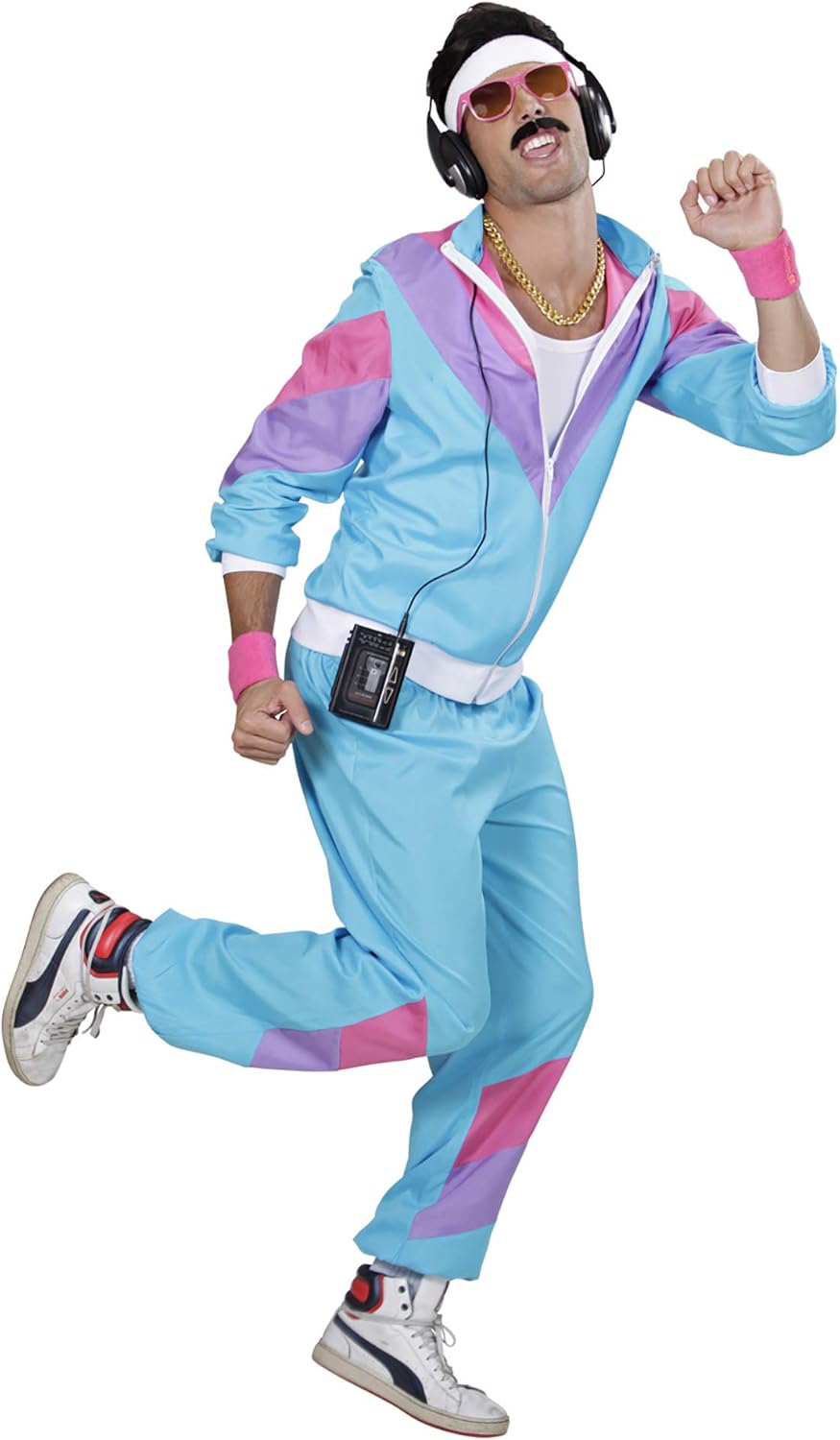 Widmann 80s/90s Tracksuit Costume/Outfit, Blue, Pink and Purple, Jacket and Trousers, Disco, Jogging Suit, Retro Style - Image 4