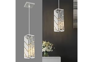 FDPBY Chrome Pendant Lighting Modern Pendant Light, Mini Crystal Chandeliers,Adjustable Pendant Light Fixture for Kitchen Island Dinning Room Bedroom (1 Pack)