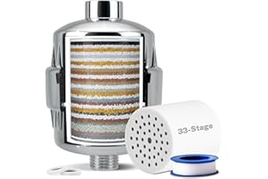 iSpring SF2S 33 Stage Universal Shower Filter with Replaceable Filter, Water Softener Shower Head Filter, Vitamin C for Hard 