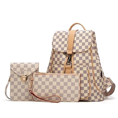 checkered leather backpack