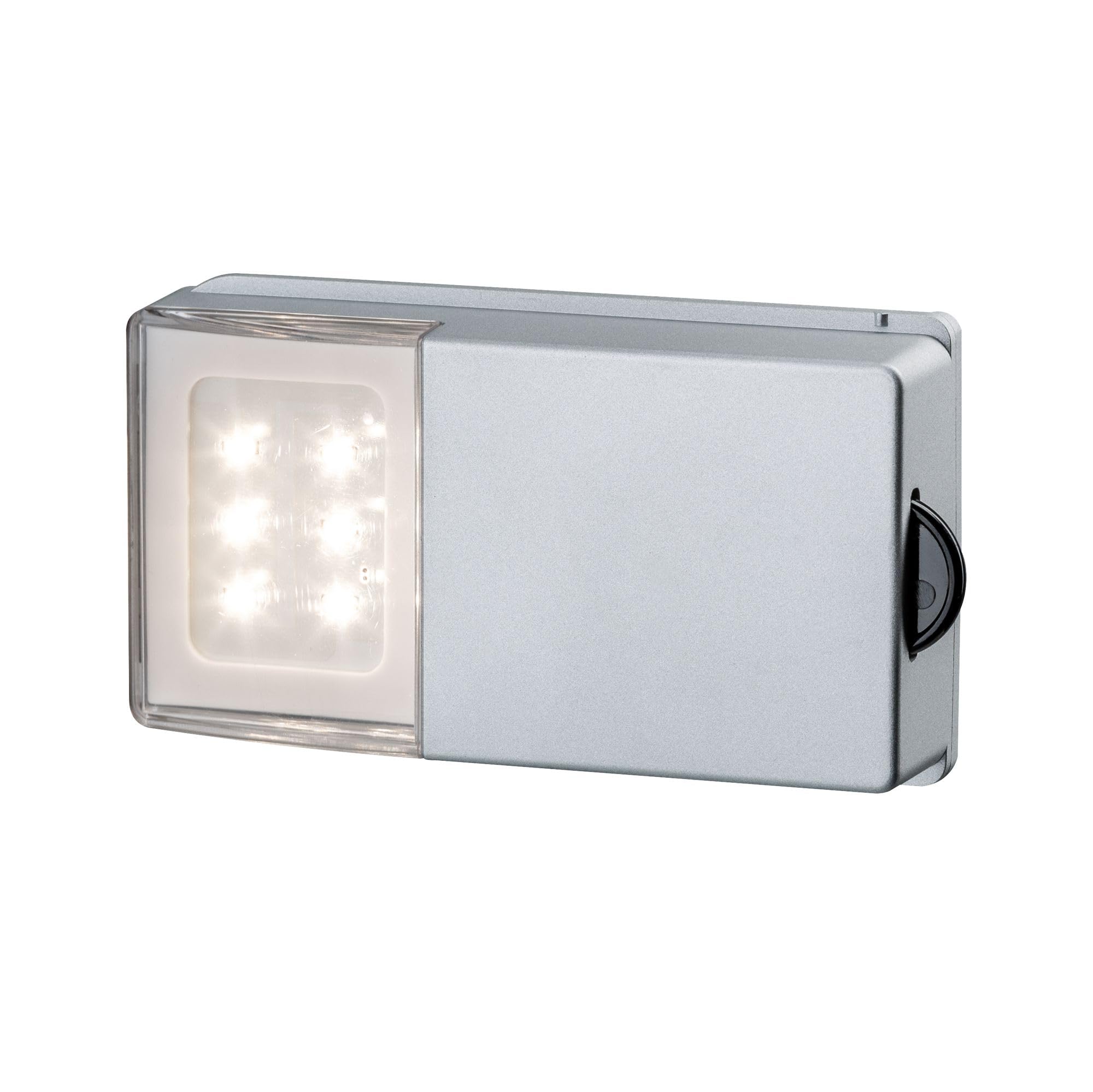 Paulmann 70498 SnapLED Cabinet Silver Door Open Light Off When Pressure on The Roller 4x15V mounting with Adhesive Pads, Integriert, 0.33 W