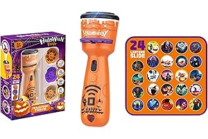 24Pcs Halloween Projector Flashlight - Microphone Design Shape Slide Projector Torch with 24 Different Halloween Themed Image