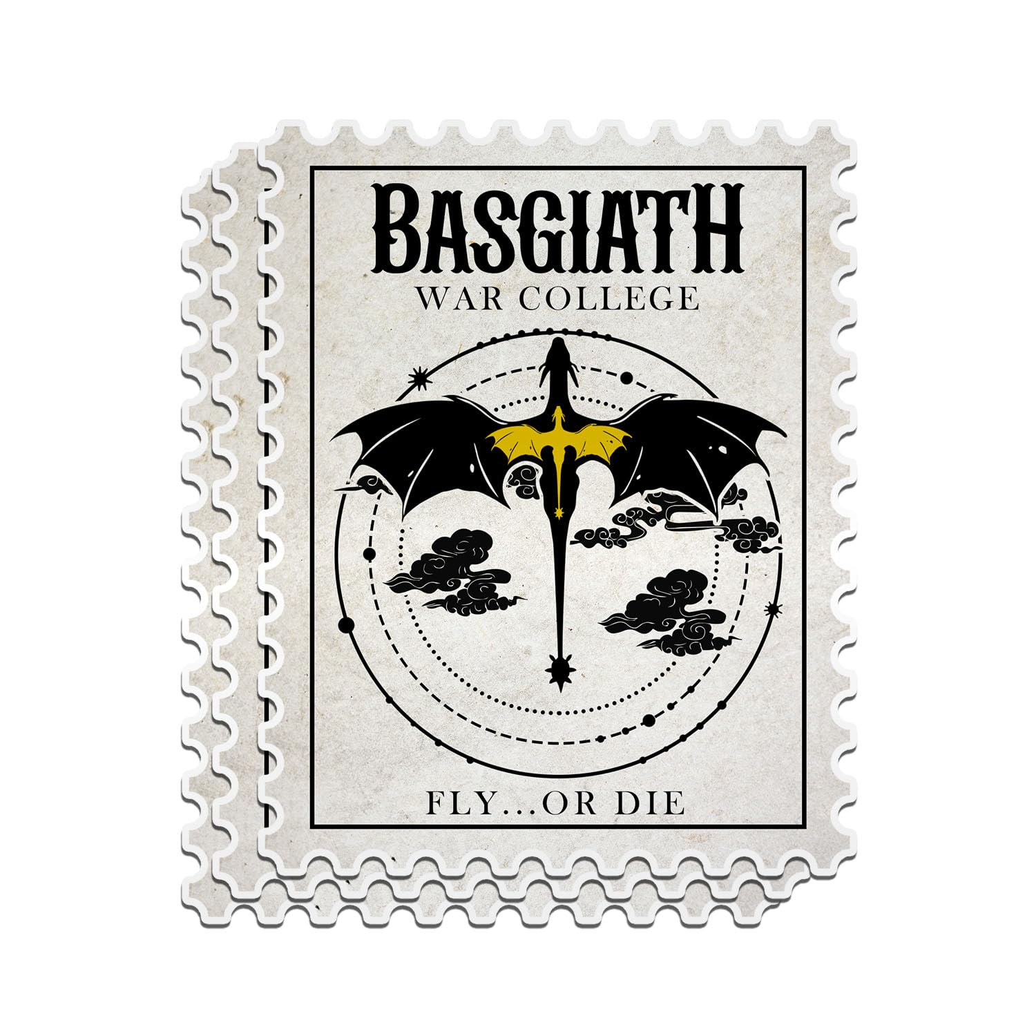 Photo 1 of (3PCS) Fourth Wing Sticker Basgiath Stamp Basgiath War College Fly or Die Sticker Dragon Rider Book Lover Die-Cut Waterproof Vinyl Sticker for Water Bottle Tumbler Phone Case Laptop Cars (3 inches)