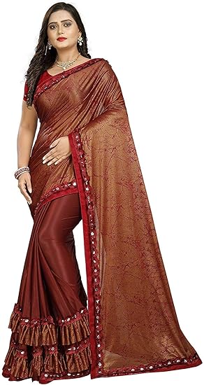 Women's Lycra Saree With Blouse Piece