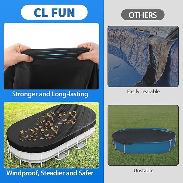 OVAL POOL COVER 7 X 13 FT, UPGRADED 420D HEAVY DUTY OXFORD FABRIC POOL COVERS FOR ABOVE GROUND POOL WITH WINCH AND CABLE, ALL SEASON INFLATABLE POOL COVER FOR UV RESISTANT, WATERPROOF AND DUSTPROOF