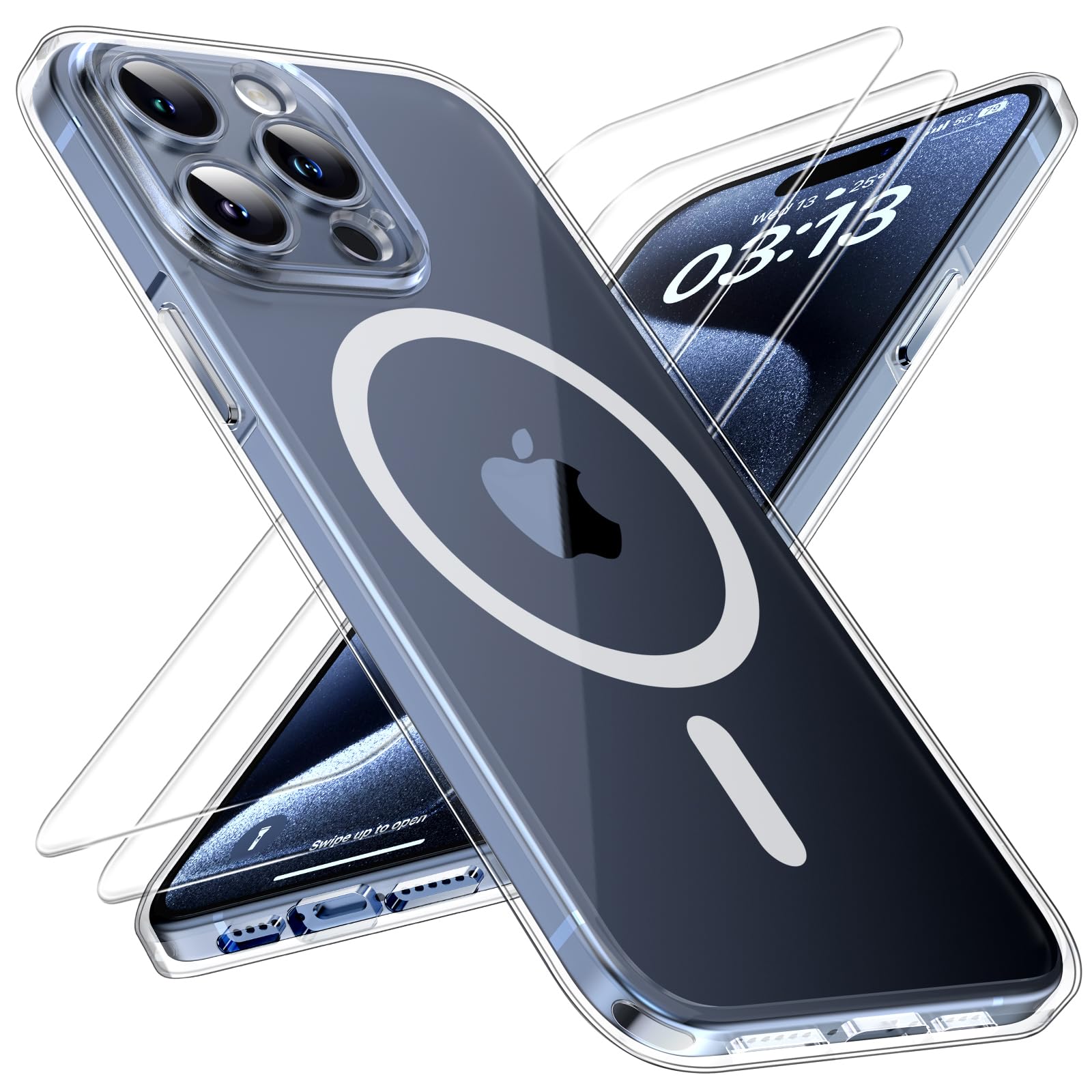 TOCOL 3 in 1 Cover per iPhone 15 con 2 Vetro