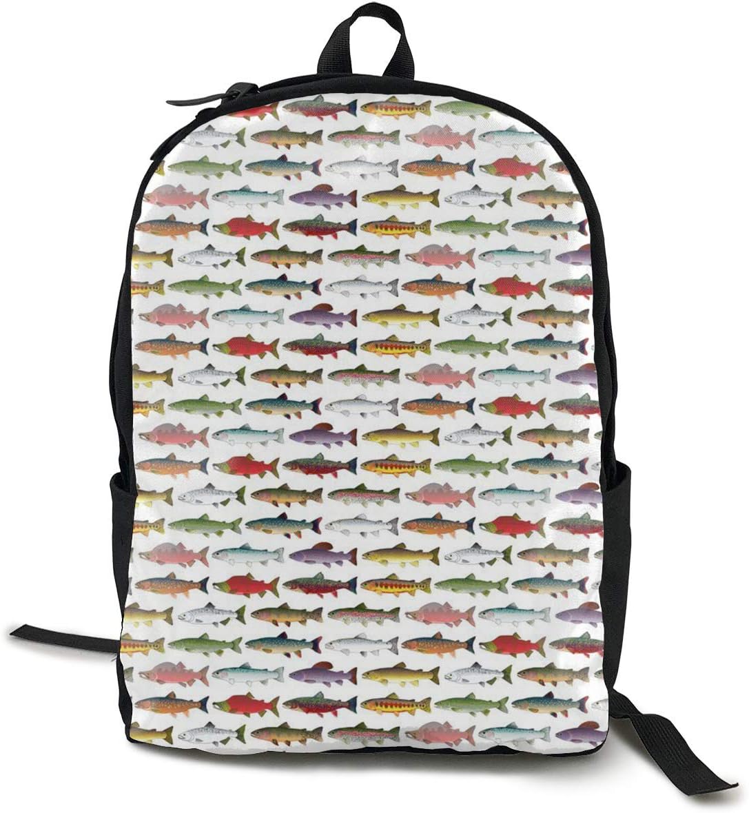 DFIDAS Rainbow Colored Trout and Salmon Classic Backpack - Black