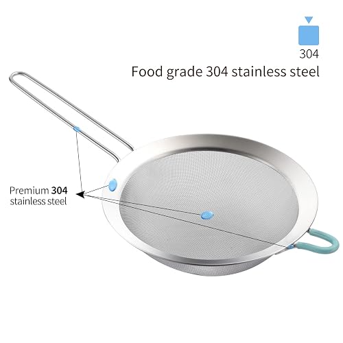 Sioweci Stainless Steel Mesh Strainer With Wooden Handle Fine Mesh Filter Spoon Wire Sieve Sifter Metal Colander Skimmer Kitchen Supplies 20cm