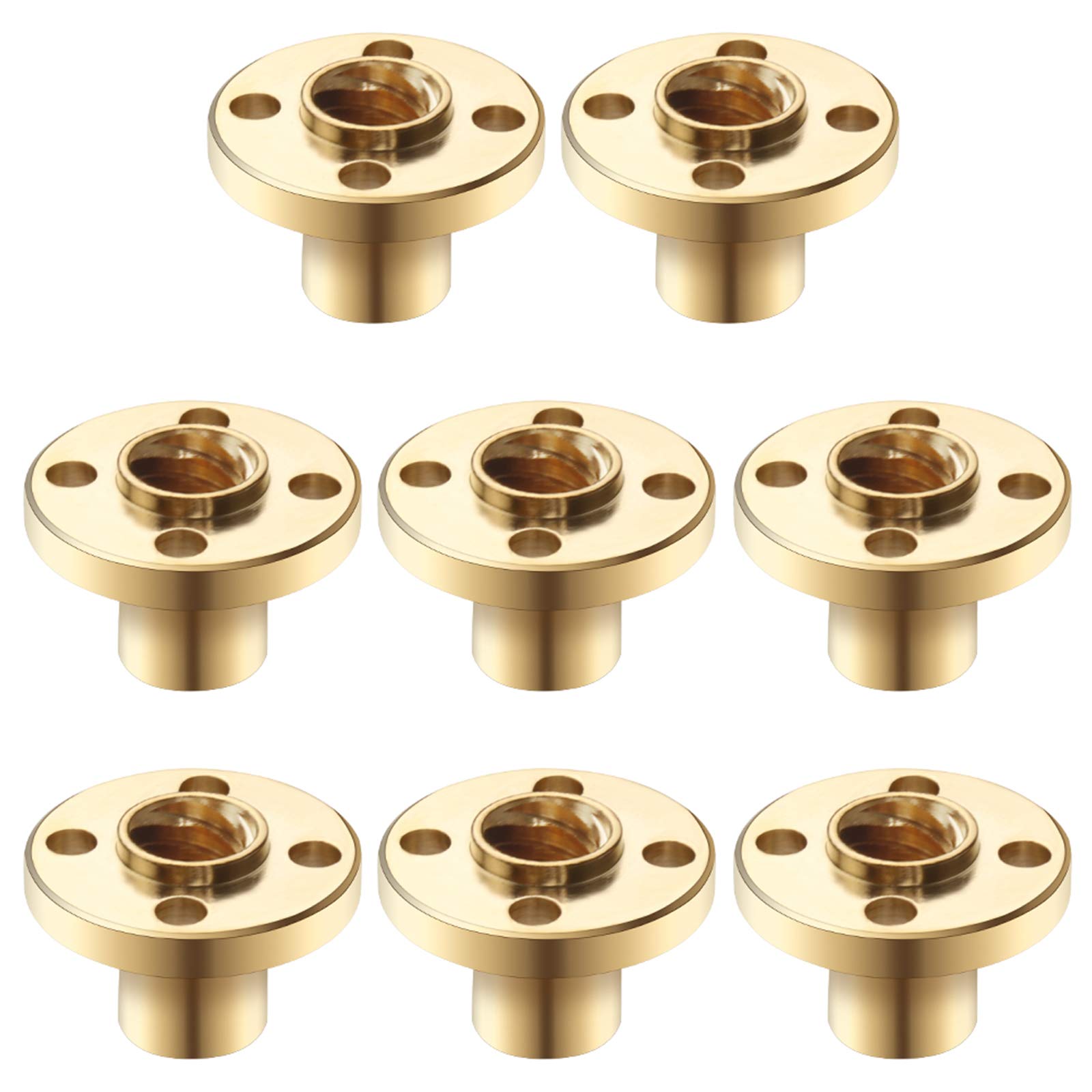 Brass T8 Screw Nut 8 PCS Corrosion Resistance T8 Screw Nut Trapezoidal for Lead Screw Stepper Motor 3D Printer Part