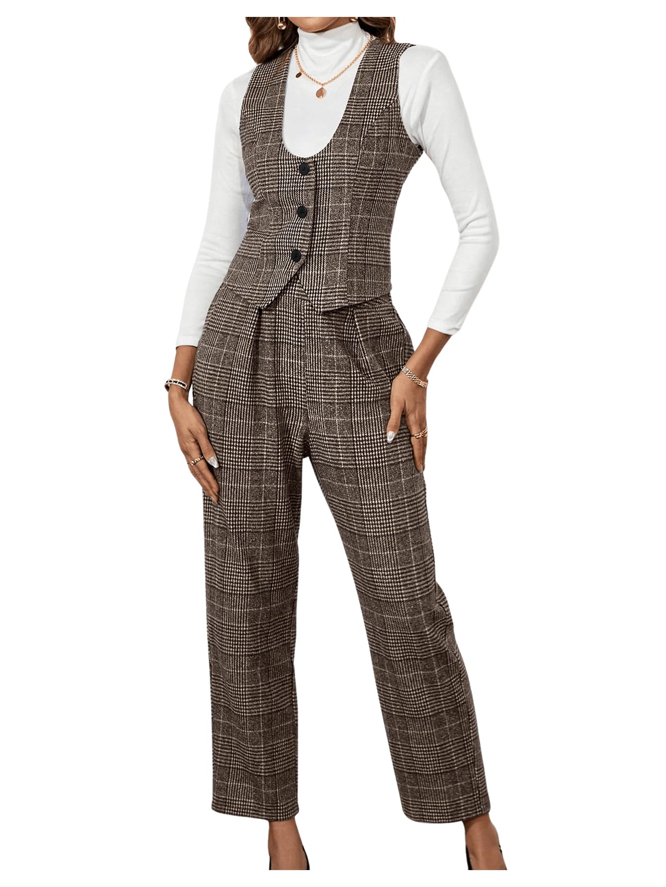 Casual Work Vest and Trousers Two-piece Set