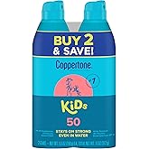 Coppertone KIDS Sunscreen Continuous Spray SPF 50 (5.5 Ounce, Pack of 2) (Packaging may vary)