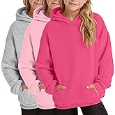 LessonZoo 3 Pack Girls Hoodies Lightweight Kids Oversized Hooded Sweatshirt Cute Long Sleeve Pullover Sweatshirts with Pocket