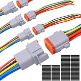 Exqutoo 4Pack 8-Pin Waterproof DT Connector Male and Female Wire Connectors with 16AWG 105℃ 600V Wires and Heat Shrink Tubes, Applicable for Automotive Electrical Connections