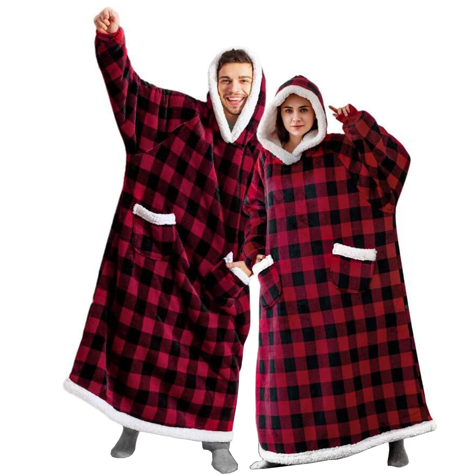 EAHOME Extra Long Hoodie Blanket Sweatshirt 3XL for Women Men 1pcs, Super Warm and Cozy Big Blanket Hoodie, Wearable Flannel Blanket with Sleeves and Pocket — image 1