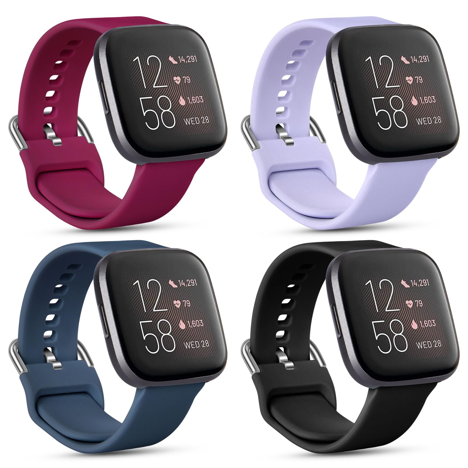 AXFEE Strap Compatible with Fitbit Versa 2 Strap, Silicone Watchband Sport Classic Replacement Straps, Adjustable Strap Replacement Compatible with Fitbit Versa 2/Fitbit Versa Lite(Not Include Watch)