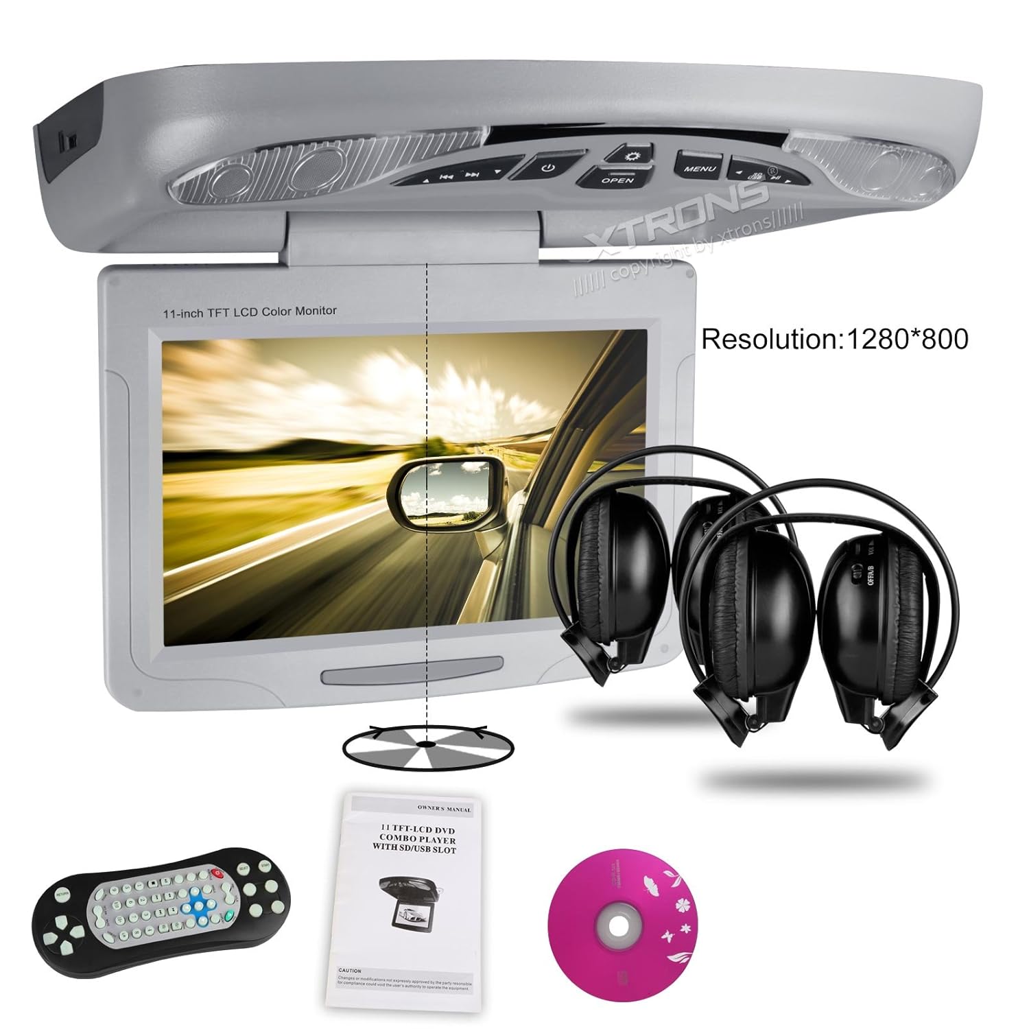 XTRONS 11" Overhead Car DVD Player Roof Flip Down with Amazon.co.uk Electronics