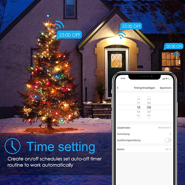 TEEKAR Alexa WLAN Steckdose Outdoor Wasserdicht Smart Home Wi Fi Auensteckdose mit 2 Ausgnge Kompatibel mit Alexa Google Home und Smart Life app mit App Fernbedienung und Timer Funktion