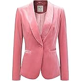 Allegra K Women's Halloween Christmas Office Coat Solid Shawl Collar 1 Button Velvet Blazer