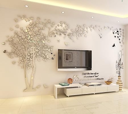 Kenmont 3d Diy Huge Couple Tree Wall Decals Crystal Acrylic Wall