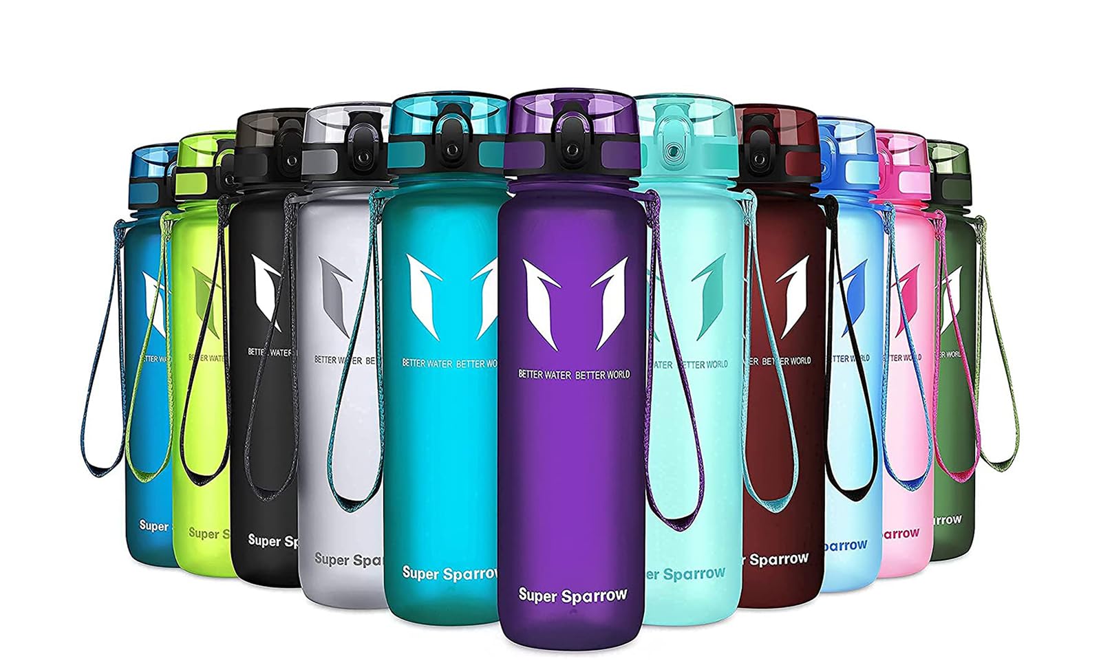 Super Sparrow Sports Water Bottle - 750ml - Non-Toxic BPA Free & Eco-Friendly Tritan Co-Polyester Plastic - For Running, Gym, Yoga, Outdoors and Camping