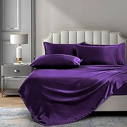 P Pothuiny 6 Pieces King Satin Sheets Luxury Silky