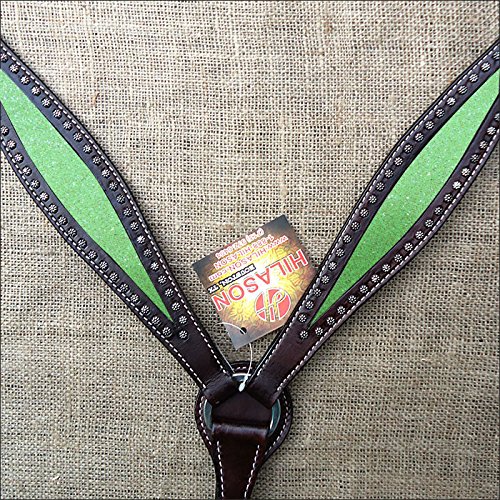 HILASON Western Horse Breast Collar Tack American Leather Lime Green