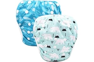 storeofbaby Reusable Swim Diapers Covers Waterproof Swimming Pants for 8-36lbs Unisex Baby Pack of 2