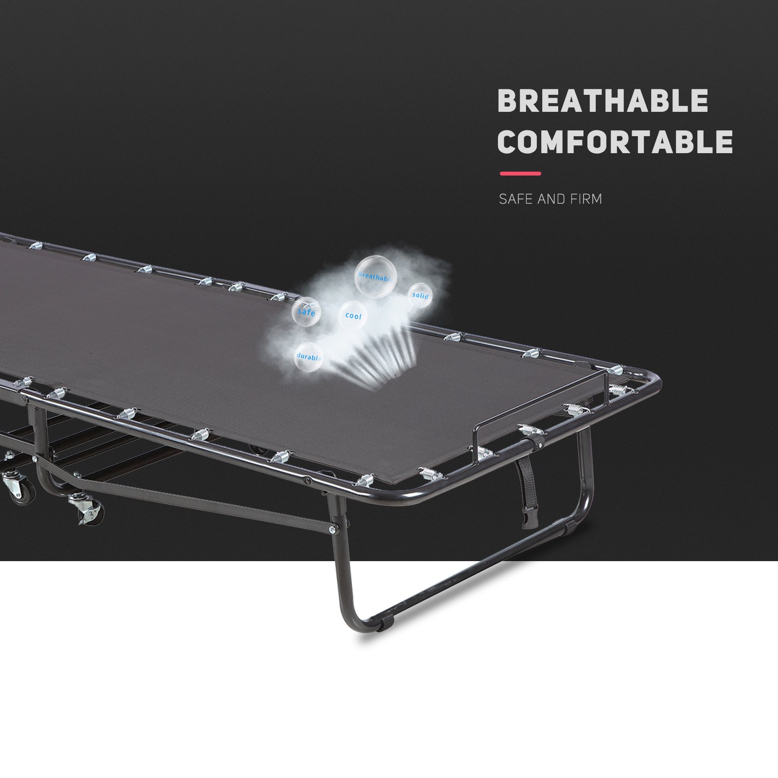Mecor Folding Bed With Mattress Metal Rollaway Guest Bed For