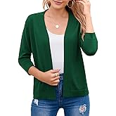 Bettysays Women's 3/4 Sleeve Open Front Cropped Cardigan Sweater Elegant Shrugs for Women