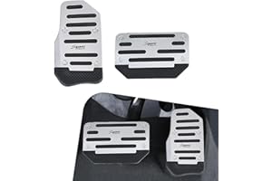 Sumjig 2 PCS Car Accelerator Brake Pedal Kit, Metal Rubber Sports Style Non-Slip Wear-Resistant Pedal Modification Pedal, Car Replacement Parts, for Most Automatic Transmission Vehicles (Silver)