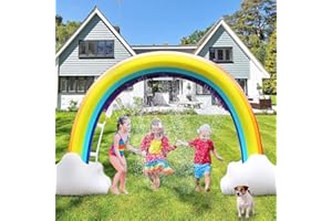 CAMIRUS Inflatable Sprinkler for Kids, 8 x 5.5 Ft Inflatable Rainbow Cloud Outdoor Water Toys for Kids Adults Summer Backyard Yard Lawn