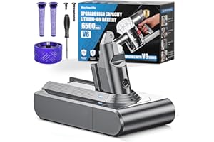 Becleanlife 6500mAh V6 Battery Replacement Compatible with Dyson V6 Animal/Absolute/Motorhead/Fluffy SV03 SV04 SV05 SV06 SV07 SV09 DC58 DC59 DC61 DC62 DC72 DC74 Vacuum Cleaner