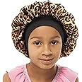 SENGTERM Kids Satin Bonnet Double Layer Wide Elastic Band Sleep Cap Hair Bonnet Silky Night Cap for Toddler Child