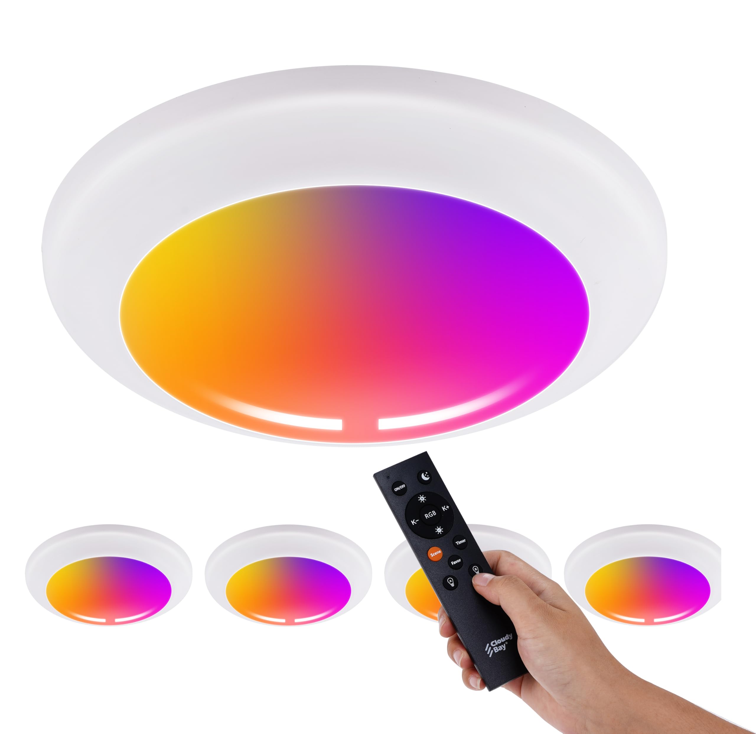 Photo 1 of CLOUDY BAY [4 Pack] Smart LED Flush Mount Lights,5/6 Inch Surface Mount Ceiling Lights with Remote Control,Smart WiFi Recessed Can Lights,Color Changing Retrofit,Work with Alexa/Google Assistant