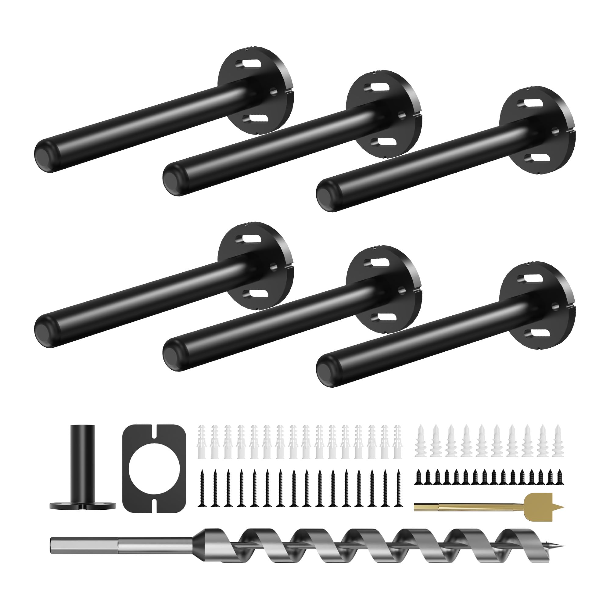 Photo 1 of 6pcs Wall Shelf Brackets Heavy Duty Floating Shelf Bracket Hidden,Invisible Black Shelving Brackets Decorative Floating Shelf Hardware Heavy Duty,Metal Shelf Support Bracket (6 inch-6pcs)
