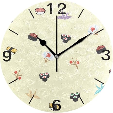 Amazon Co Jp 掛け時計 置き時計 壁掛け時計 時計 壁掛け 寿司 和風 和柄 伝統 連続秒針 リビング おしゃれ 北欧 部屋装飾 部屋飾り プレゼント ギフト 贈り物 ホーム キッチン