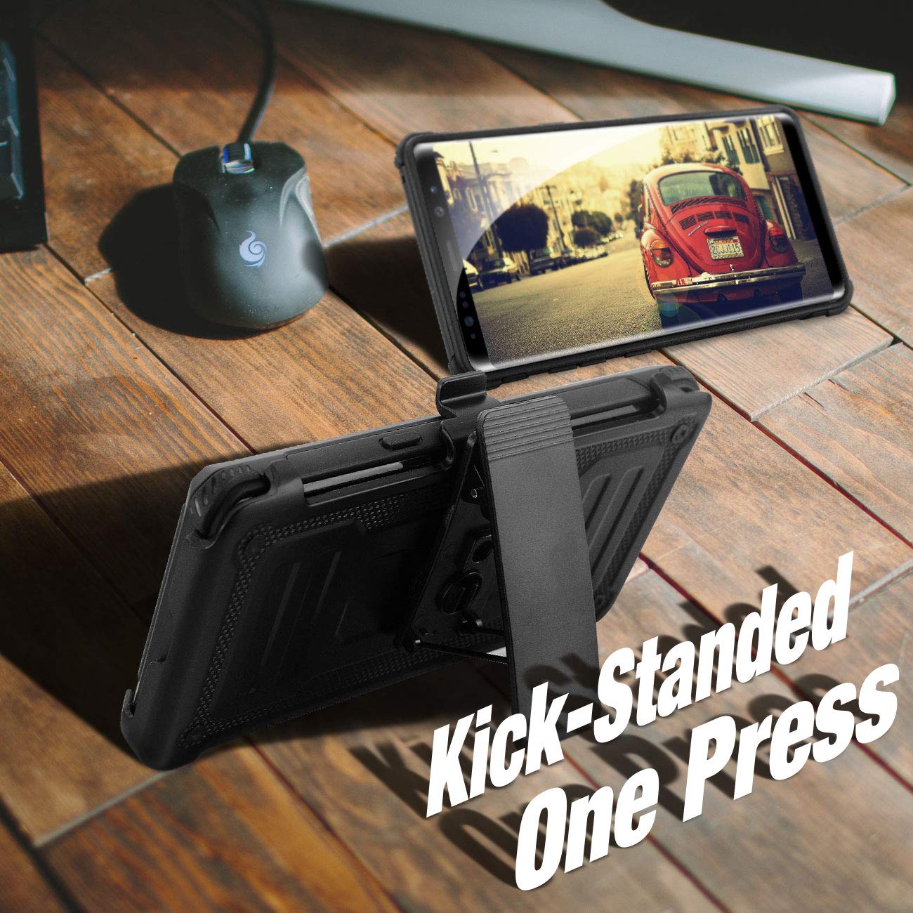 Galaxy Note 8 case, eSamcore Full Body Protection Shockproof Case Cover with Rugged Heavy Duty Holster Clip Kickstand [WITHOUT Built-in Screen Protector] for Samsung Note 8 2017 [BLACK]