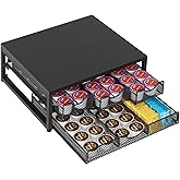 Coffee Pod Holder For Counter, 3 Pull-Out 72 K-Cup Holder Drawer, Wooden Cafe Pods Storage Organizer with Sliding Drawers for Coffee Station, Home, Kitchen, Office, Dorm (Black)