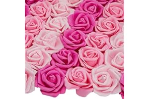 Bright Creations 100 Pack Pink Artificial Rose Flower Heads for Wall Decoration, Valentines Day, Wedding Centerpieces, Bridal Showers Backdrop (3 Colors, 3x1.2 in)