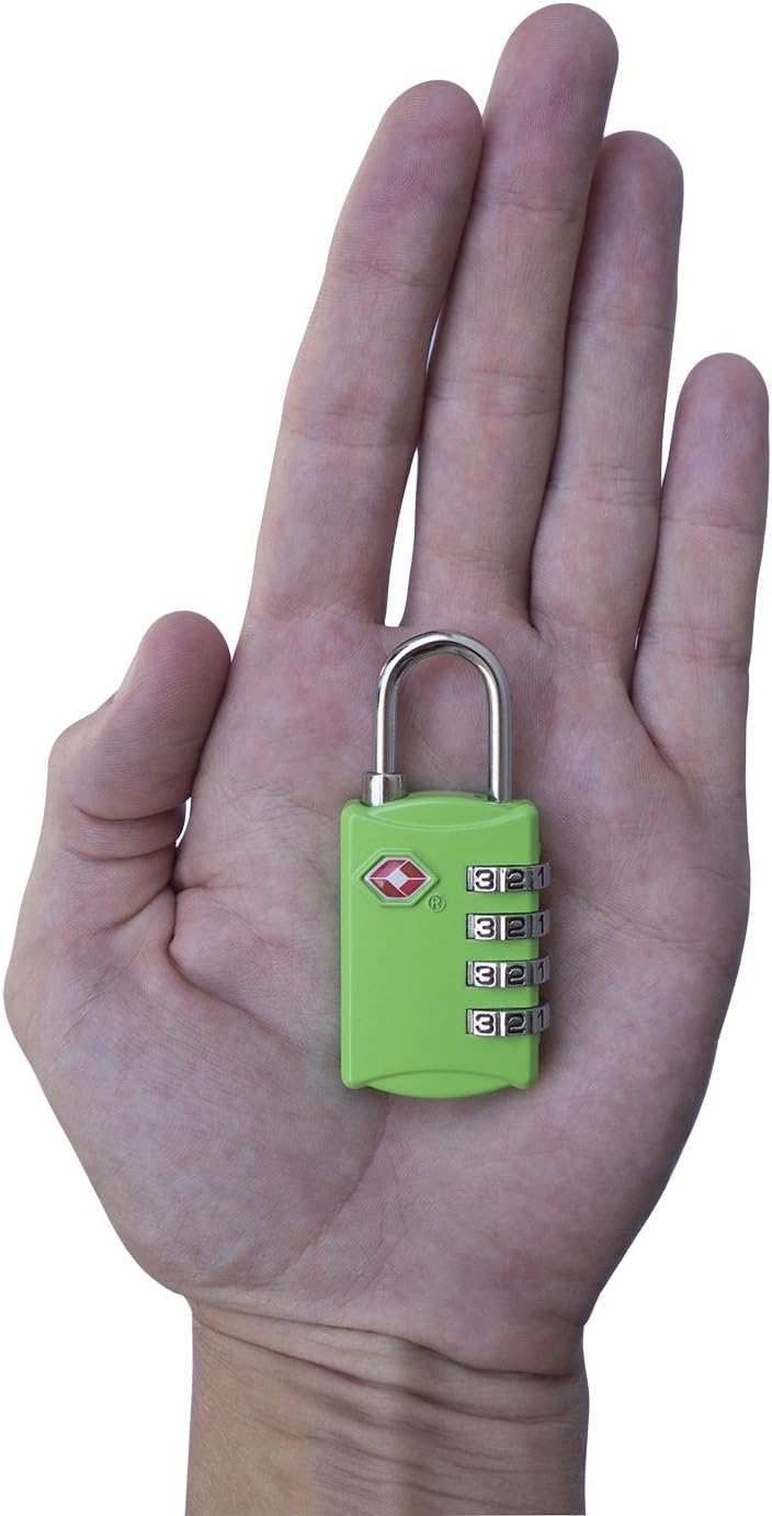 TSA Luggage Locks (2 Pack) - 4 Digit Combination Steel Padlocks - Approved Travel Lock for Suitcases & Baggage - Green - - 