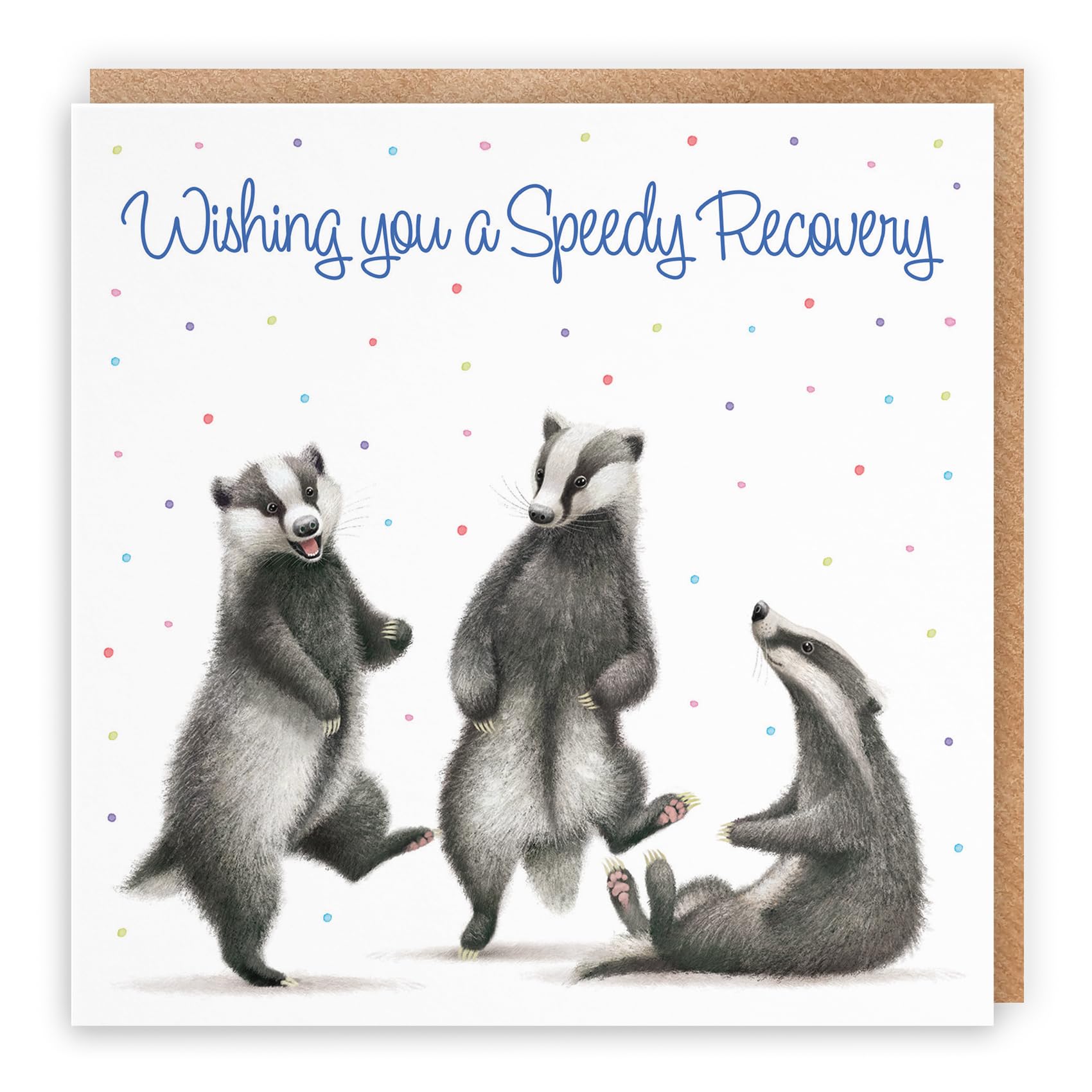 Hunts England - Badgers Wishing You A Speedy Recovery Card For Him, Her - Milo's Gallery - Wildlife Get Well Card - Feel Better Soon Card For Animal Lovers - For Boys, Girls, Men, Women