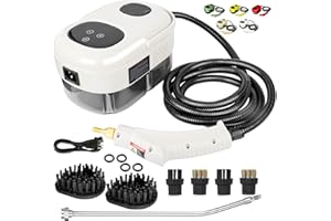 HCCTWOOW 2500W Handheld Steam Cleaner,Steamer for Cleaning,15SFast Heating High Pressure Portable Steam Cleaner w/5 Brushes and Extended Rod (White)