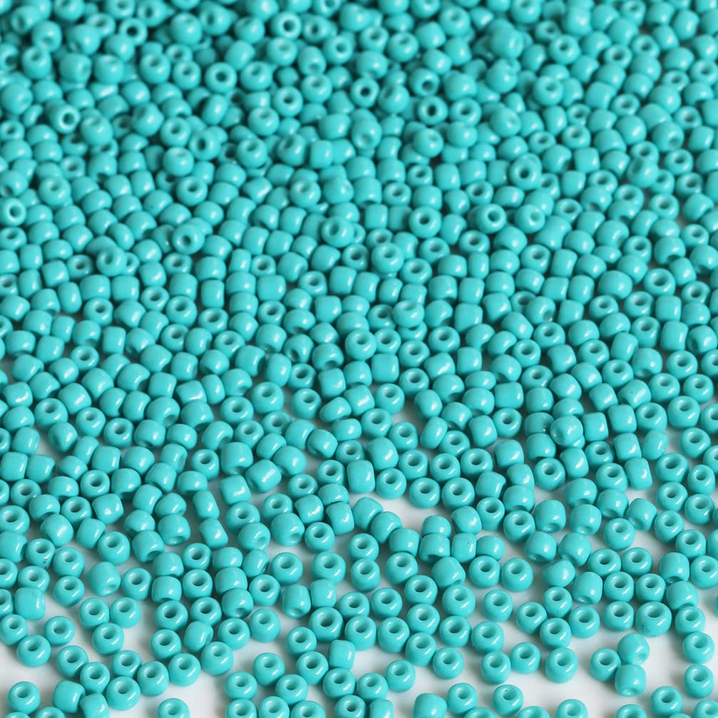 Bala&Fillic Turquoise Green Color 3mm Seed Beads About 3600pcs/100Grams in Bag, 8/0 Glass Craft Beads for Making Bracelet Necklace Earring(Turquoise Green) — image 1