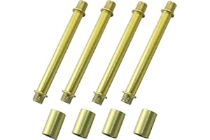 Litoexpe Double End Straight Pipe Lamp Stem Kit 100mm(3.94"), Lamp Extension Rod with Connector 4 Pcs, Lamp Rod Hardware Light Fixture Parts Replacement Gold